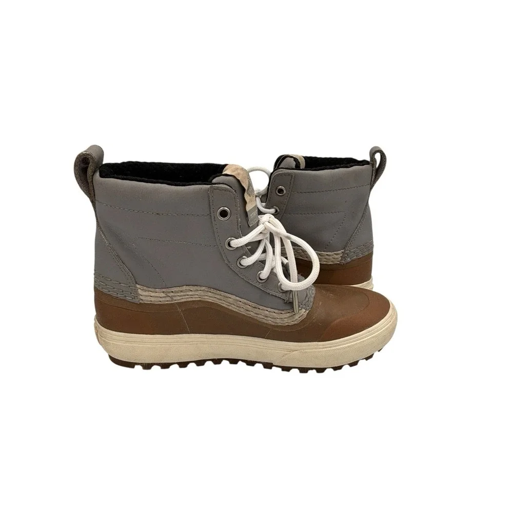 Vans Standard Mid Snow MTE Waterproof US Gray/Tan Leather Boots Mens 6.5 Women 8